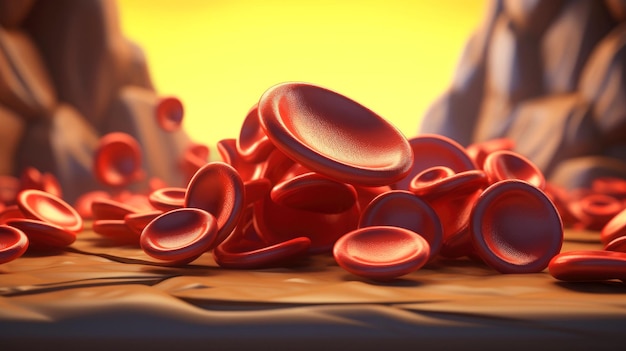 Фото 3d-иллюстрация модели систем органов человека: кровообращение, пищеварение, красные и белые кровяные клетки