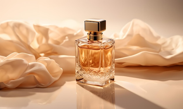 3d illustration of mockup perfume and beauty container in studio with lighting shadow demonstratio