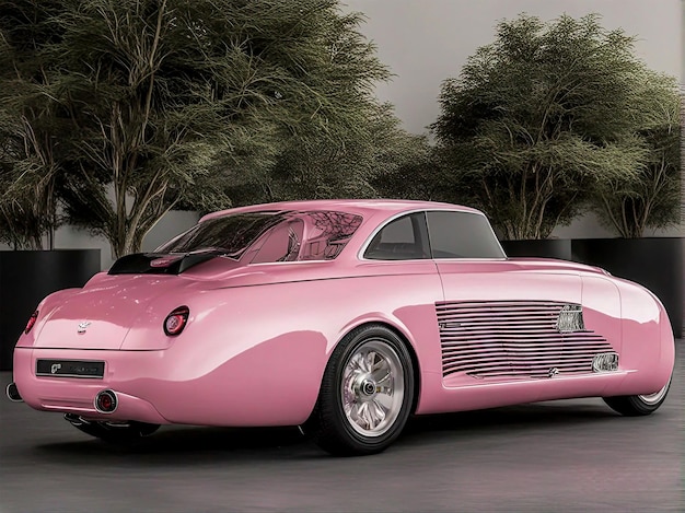 3d illustration of modern car pink concept car stands in the middle of a pink background