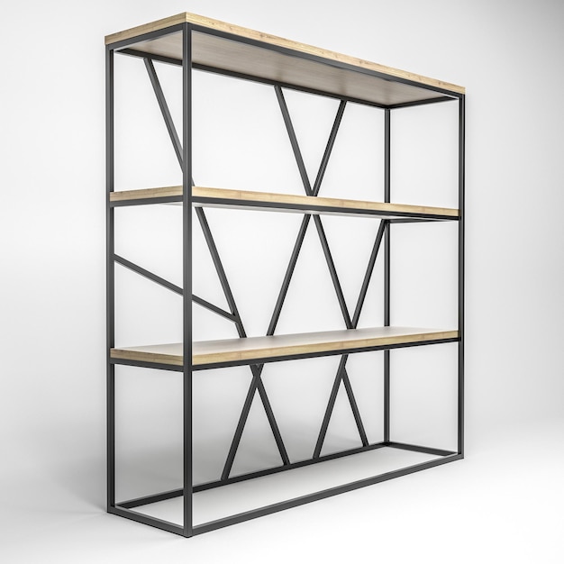 Illustrazione 3d di un moderno rack in stile loft