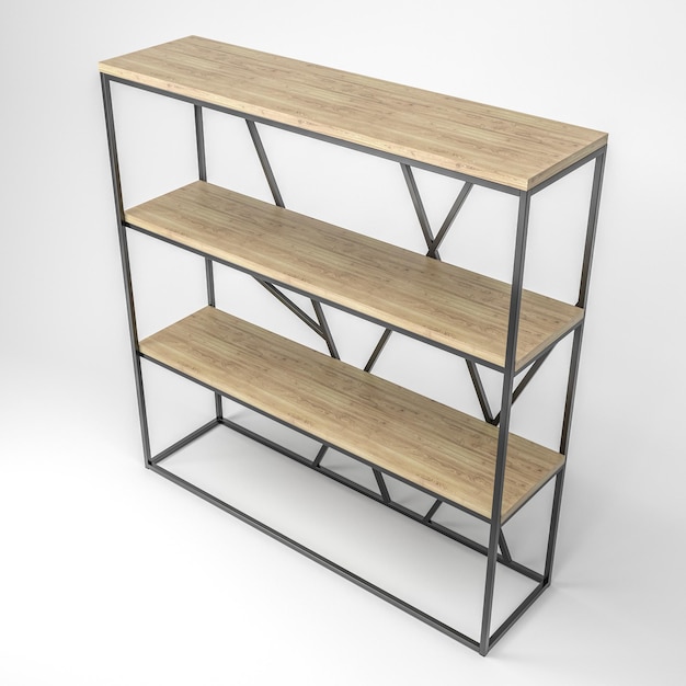 Foto illustrazione 3d di un moderno rack in stile loft