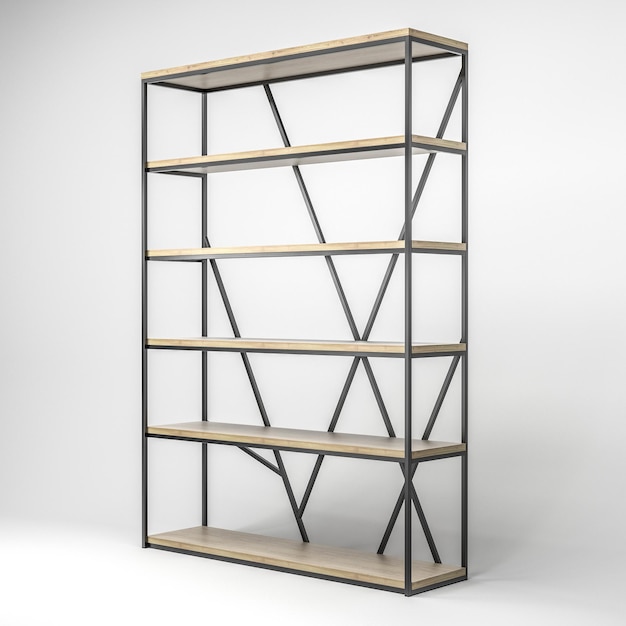 Illustrazione 3d di un moderno rack in stile loft