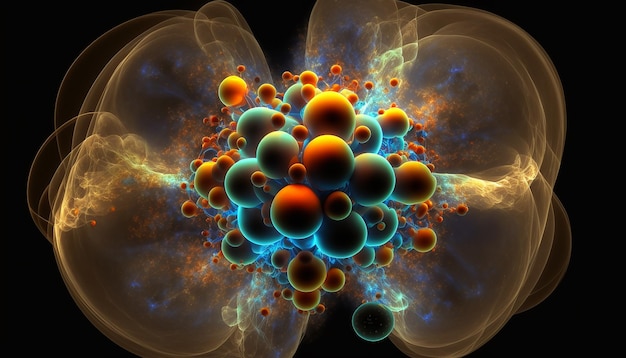 3D-иллюстрация молекулярной модели Наука или Генеративный ИИ
