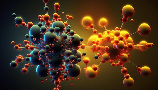 分子モデルの 3D イラストレーション 科学またはジェネレーティブ AI