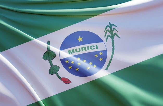 3d illustration of murici flag on wavy fabric