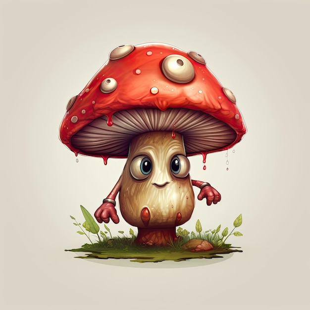 3D Illustration of mushroom character that is drawn in cartoon style AI Generated