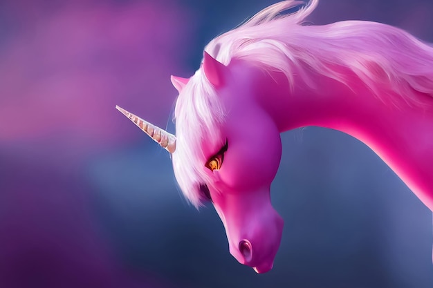 3d illustration mythical unicorn closeup chic long mane