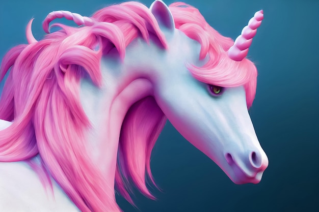 3d illustration mythical unicorn closeup chic long mane