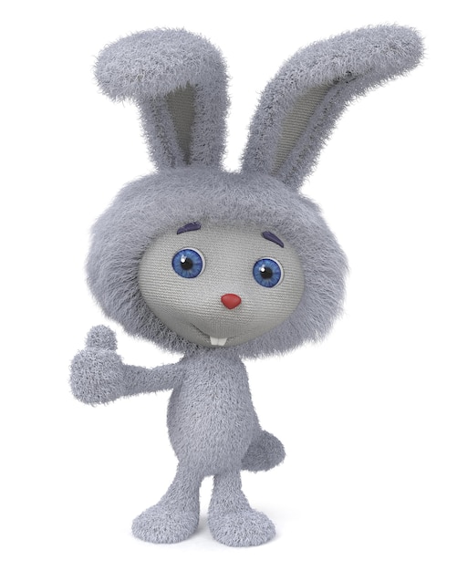 3d illustration naughty furry gray hare