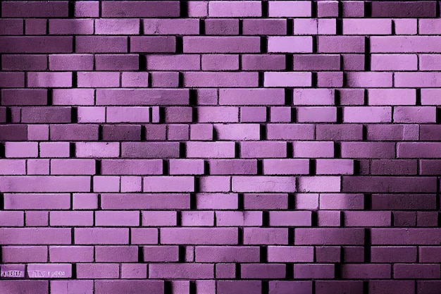 3d illustration neon brick wall with blue and purple highlights