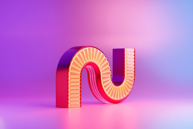 3D illustration neon illusion isometric abstract shapes colorful shapes intertwined