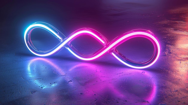 Photo a 3d illustration of the neon infinity metaverse symbol