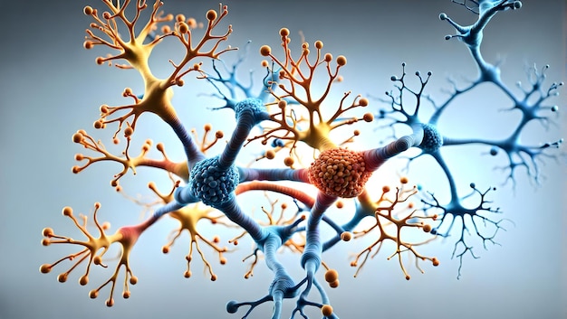 3D illustration of neurons nerves medical topics for business and design AI generated