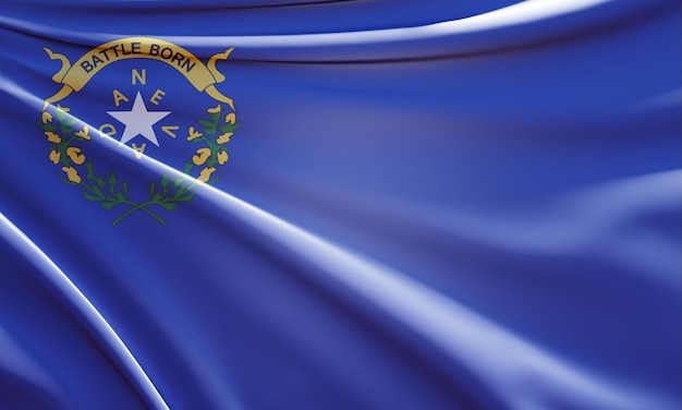 3d illustration of nevada state flag on wavy fabric