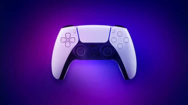 3D illustration. New generation game controller on blue and pink