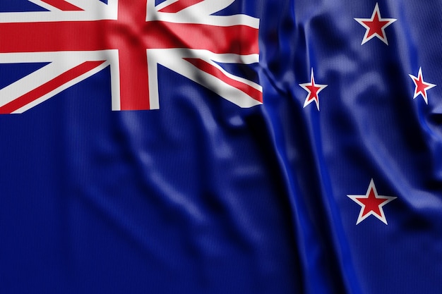 3D illustration of New Zealand national developing flag. Country symbol.