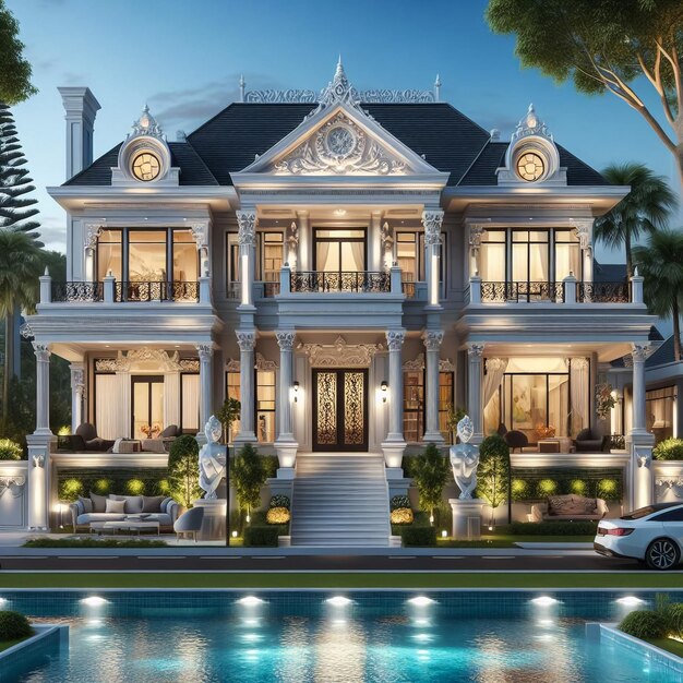 3d illustration of a newly built luxury home