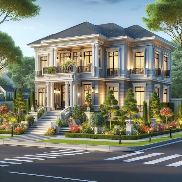 3d illustration of a newly built luxury home