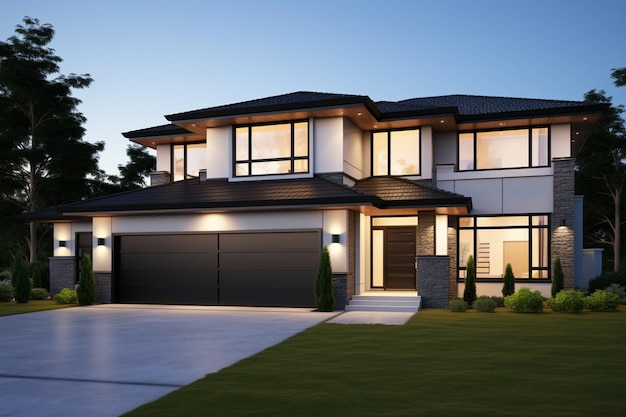 3d illustration of a newly built luxury home