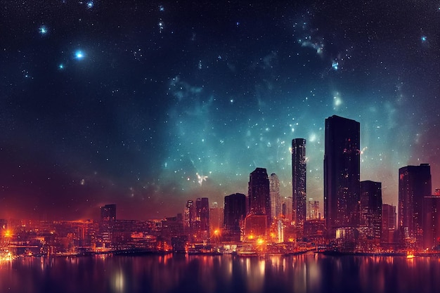 wallpaper city with stars