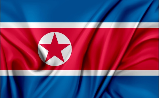 Photo 3d illustration of the north korea flag waving texture