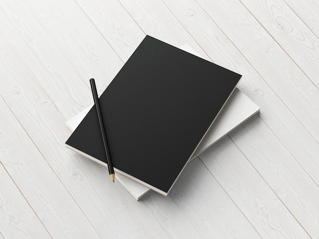 3D illustration Notepad with pen isolated