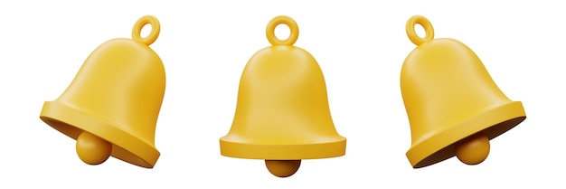 Photo 3d illustration notification bell icon for creative user interface web design symbol