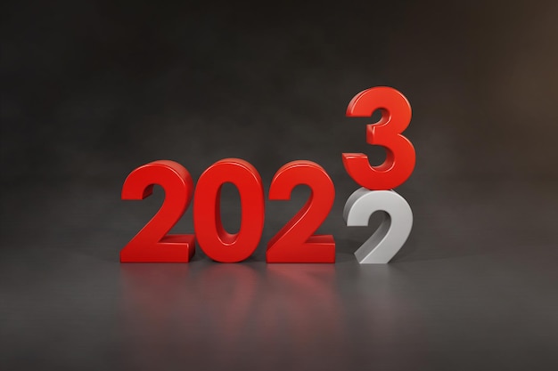 3d illustration numbers 2023 celebration in the beginning concept 2023