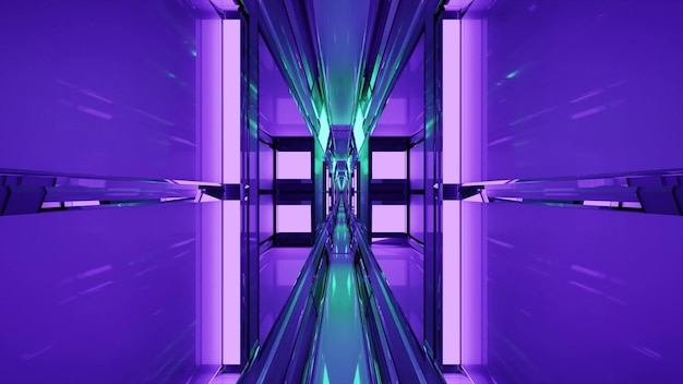 Фото 3d-иллюстрация симметричного освещения 4k uhd в геометрическом коридоре