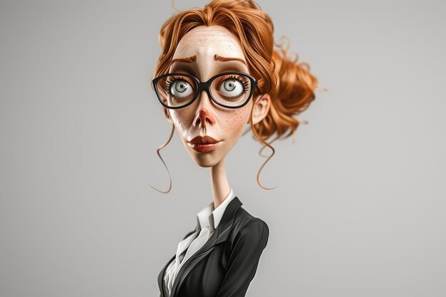 Фото 3d-иллюстрация женщины-профессионала в очках и костюме