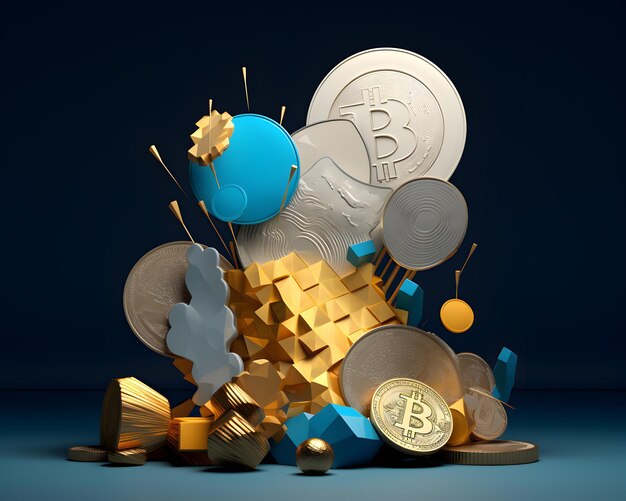 3d_illustration_of_a_gold_and_silver_bitcoin_blockchain криптовалюта