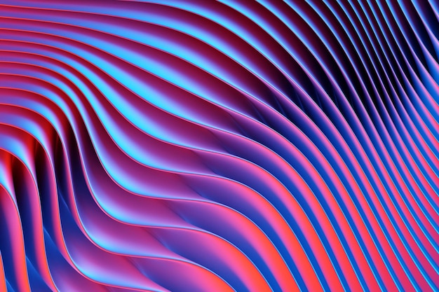 3d иллюстрация стереофиолетовой полосы геометрические полосы, похожие на волны абстрактный рисунок светящихся пересекающихся линий