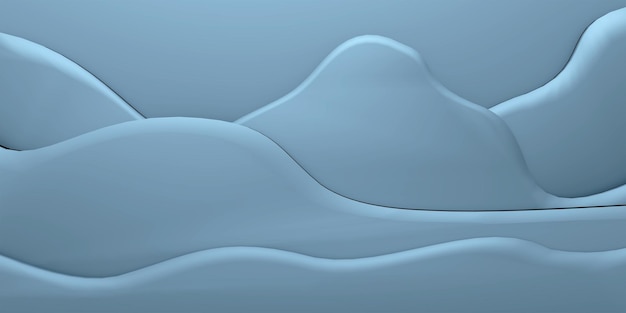 Фото 3d иллюстрации голубых снежных холмов с закругленными вершинами и поверхностью снежной равнины ниже
