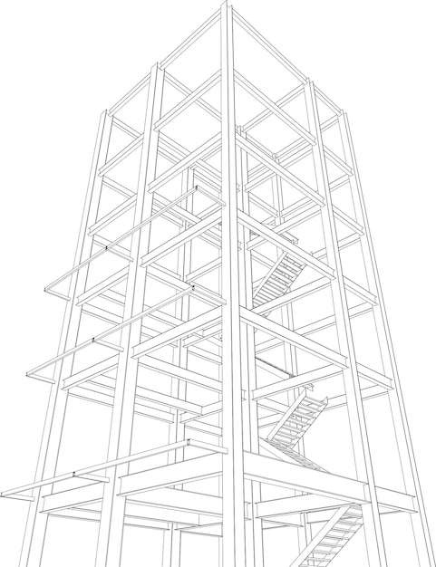 사진 산업 건물의 3d 일러스트