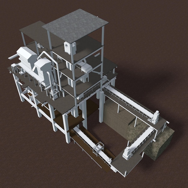 사진 산업 건물의 3d 일러스트