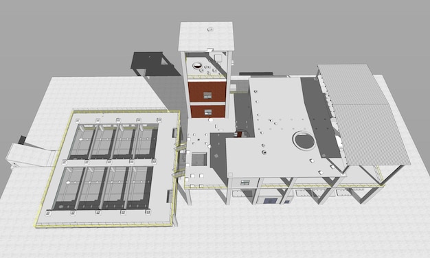 사진 산업 건물의 3d 일러스트
