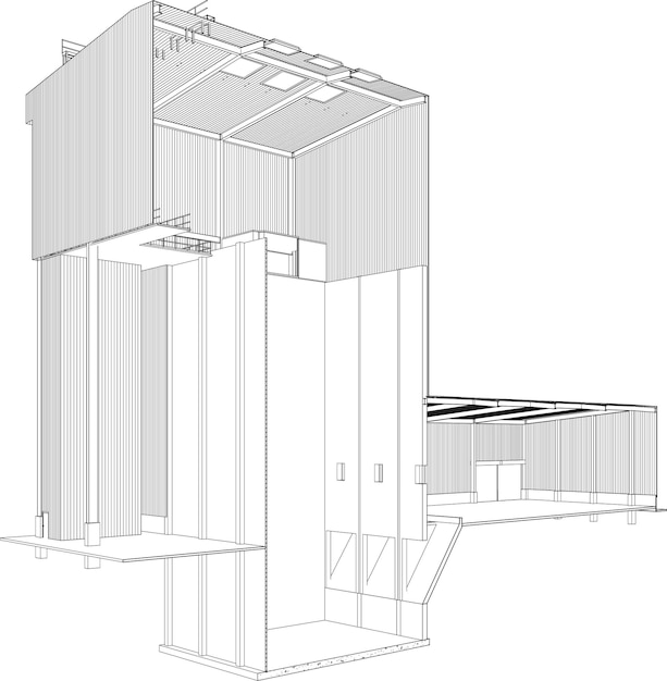 사진 산업 건물의 3d 일러스트