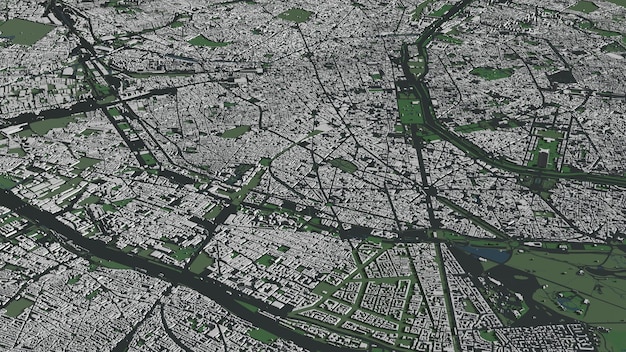 Фото 3d-иллюстрация города парижа и массовых зданий