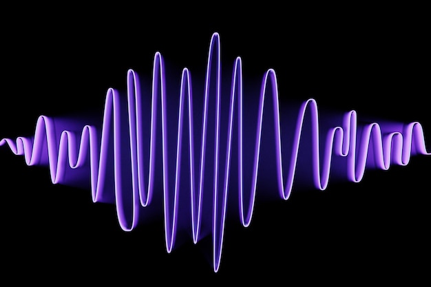3d иллюстрация фиолетовых светящихся цветовых линий музыкальные линейные эквалайзеры на черном изолированном фоне