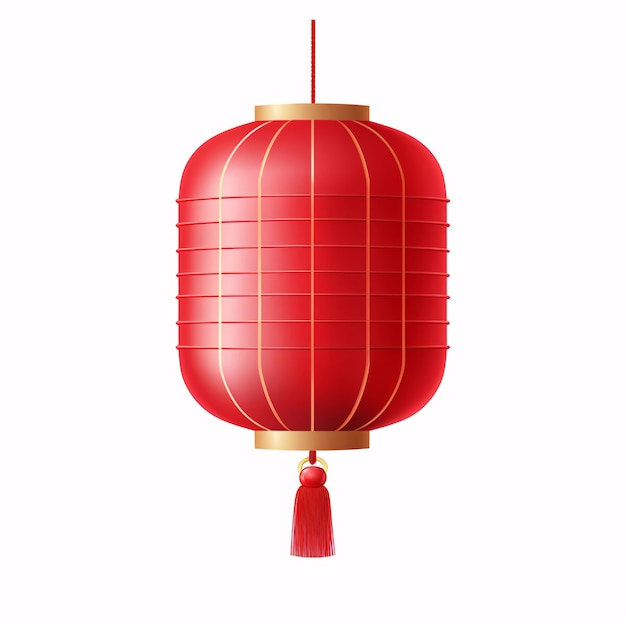 写真 春の祭りの祭りの装飾要素のための赤いランタンの3dイラスト