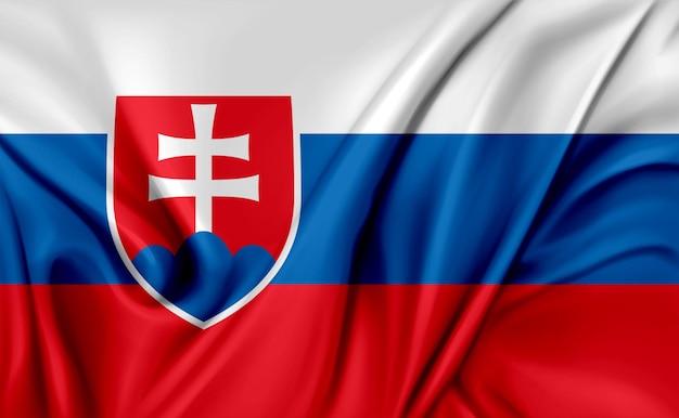Фото 3d иллюстрация текстуры развевающегося флага словакии