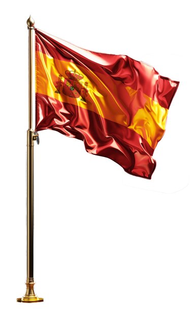 Фото 3d иллюстрация флага испании с флагштоком