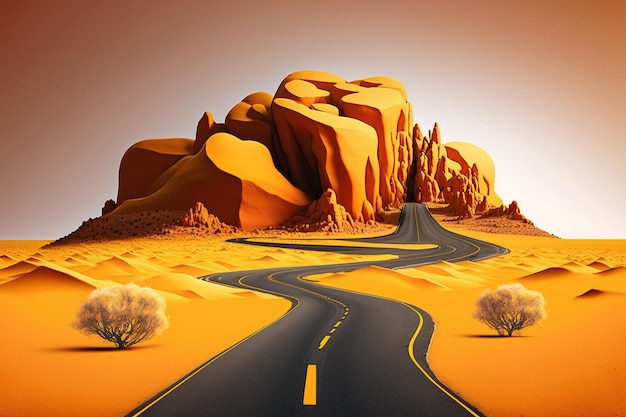 3d illustration of off-road advertisement. tropical land off-road isolated. infinity desert off road