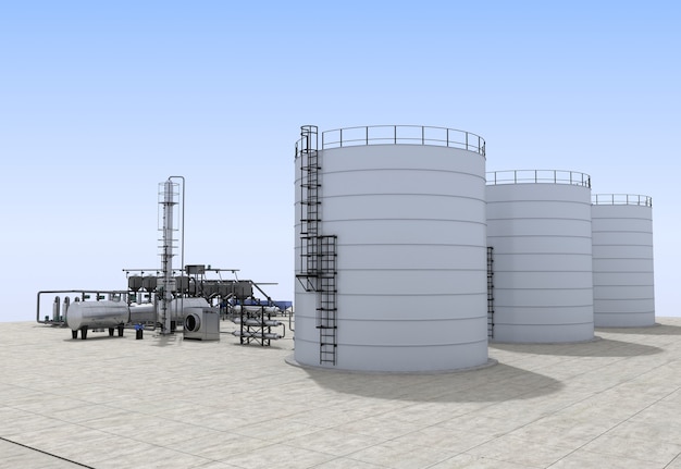 Photo 3d illustration of oil refinery