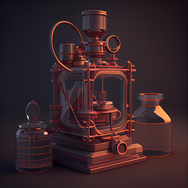 3d illustration of an old camera on a dark background 3d rendering