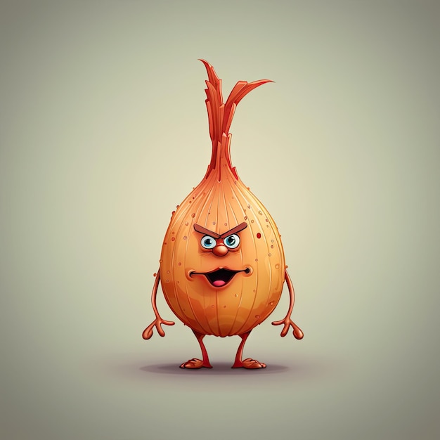 3D Illustration of onion character that is drawn in cartoon style AI Generated