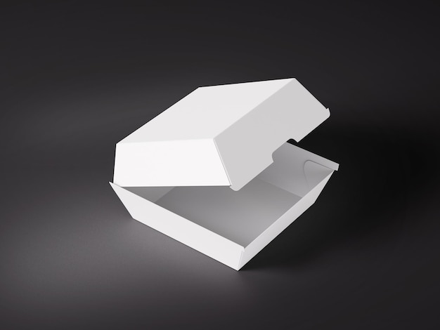 3D illustration Open fast food burger box isolated