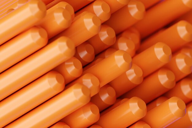 Photo 3d illustration orange pipes of an unusual shape on a monocrome background