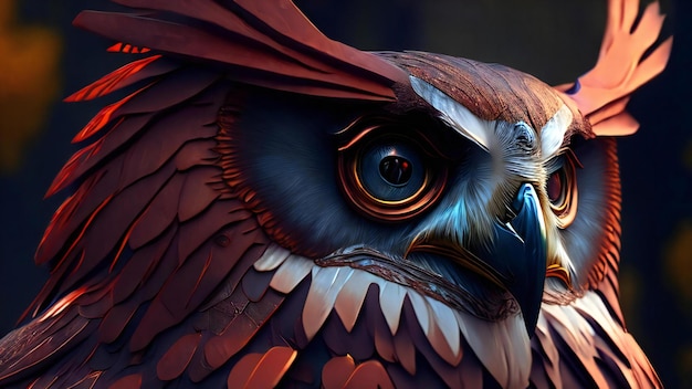 3D Illustration of an Owl as a Fantasy or Concept Art ai generated