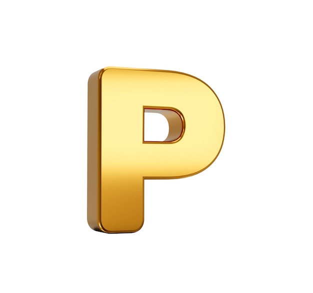 P 字母的3D插图在白色上隔离